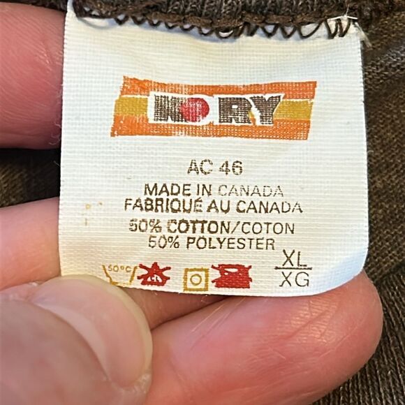 VTG Single Stitch Women’s Slim T-Shirt Montreal Quebec Canada Heather Brown XL - Picture 6 of 8